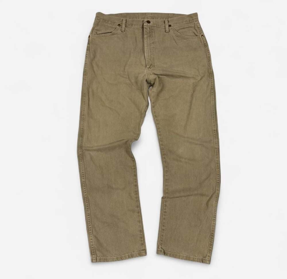 Wrangler 13MWZTD Men's Sand Tan Cotton Cowboy Cut Regular Fit Jeans 36x32